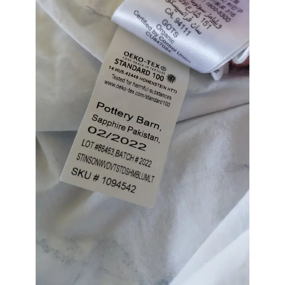 Pottery Barn Stinson Wave Full Duvet Cover 2 Standard Shams Set Ocean Wave Blue